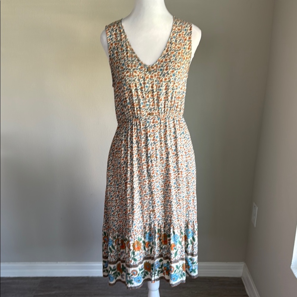 Temofon women’s v- neck sleeveless boho flowered dress